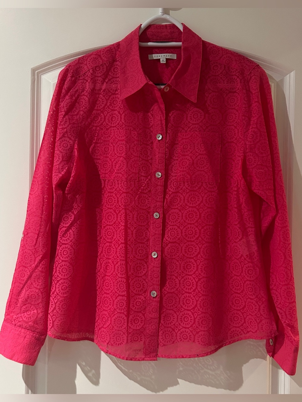 Foxcroft Hot Pink Button-Down Long Sleeve Blouse